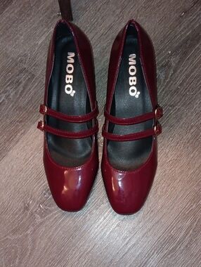 Women's Wine Patent Double-Strap Flats